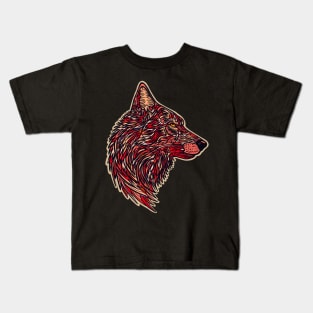 Wolf side profile design #4 - red version Kids T-Shirt